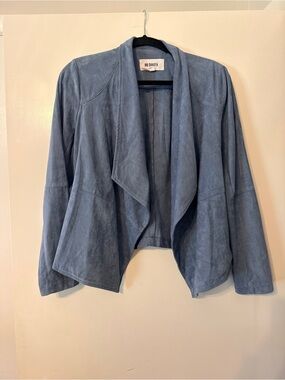 BB Dakota Dusty Blue Draped Suede Blazer